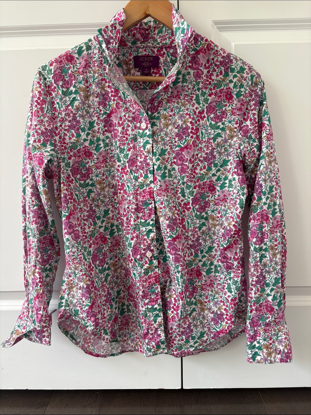 J. Crew Pink & Green Floral Button-Down Shirt